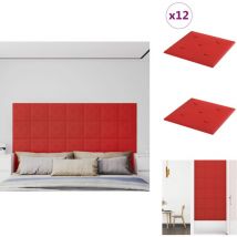 Panneaux muraux 12pcs Rouge bordeaux 30x30cm Similicuir 1,08 m² - Panneau Mural - Revêtement Mural - Lambris - Décoration Murale - Isolation Phonique