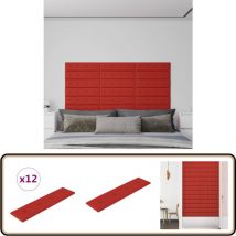 Panneaux muraux 12pcs Rouge bordeaux 60x15cm Similicuir 1,08 m² - Panneau Mural - Revêtement Mural - Lambris - Décoration Murale - Isolation Phonique