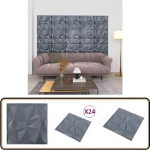Panneaux muraux 3D 24 pcs 50x50 cm gris diamant 6 m² - Carrelage Mural - Papier Peint 3d - Decoration Murale - Paneaux Muraux - Rénovation Intérieur