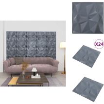 Panneaux muraux 3D 24 pcs 50x50 cm gris diamant 6 m² - Carrelage Mural - Papier Peint 3d - Decoration Murale - Paneaux Muraux - Rénovation Intérieur