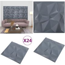 Panneaux muraux 3D 24 pcs 50x50 cm gris diamant 6 m² - Carrelage Mural - Papier Peint 3d - Decoration Murale - Paneaux Muraux - Rénovation Intérieur
