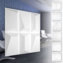 Panneaux muraux 3D en plastique pvc - revêtement mural blanc avec aspect 3D - Motifs Cube: 5 m² 20 panneaux, HD090