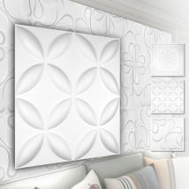 Panneaux muraux 3D en pvc plastique - revêtement mural blanc avec aspect 3D - motifs floraux: 2 m² 8 panneaux, HD038