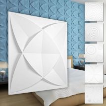 Panneaux muraux 3D plastique pvc - revêtement mural blanc avec aspect 3D - motifs en forme ronds: 2 m² 8 panneaux, HD112