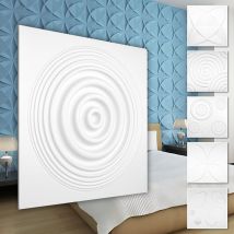 Panneaux muraux 3D plastique pvc - revêtement mural blanc avec aspect 3D - motifs en forme ronds: 5 m² 20 panneaux, HD075