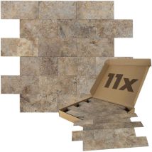 Panneaux muraux autocollants aspect marbre aspect pierre 1m², 11 pièces Revêtement mural résistant à l'humidité, qualité supérieure pour salle de