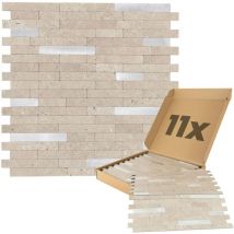 Panneaux muraux autocollants aspect pierre 1m², 11 pièces Revêtement mural résistant à l'humidité, qualité supérieure pour la salle de bain et la