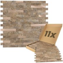 Panneaux muraux autocollants aspect pierre 1m², 11 pièces Revêtement mural résistant à l'humidité, qualité supérieure pour la salle de bain et la
