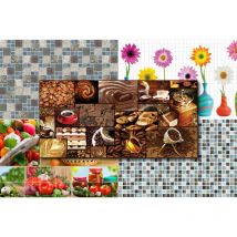 Panneaux muraux en pvc - motifs de mosaïque, panneaux faciles à entretenir - stock restant : couture rose blanche