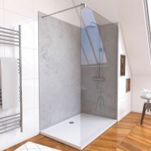 Aurlane - Panneaux Muraux Light Grey 90+120x210 - Receveur 120x90 - Paroi 8mm Transparente 120x200 + Bras