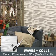 Pannelli Decorativi 3D Waves Pannello a parete 3m² + Colla Wallart