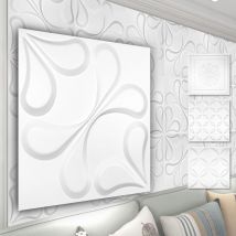 Hexim - Pannelli murali 3D in plastica pvc - rivestimento murale bianco con ottica 3D - motivi floreali: 1 pannello/campione, HD102