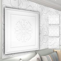 Hexim - Pannelli murali 3D in plastica pvc - rivestimento murale bianco con ottica 3D - motivi floreali: 2 mq 8 pannelli, HD050