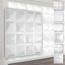 Hexim - Pannelli murali 3D in plastica pvc - rivestimento murale bianco con ottica 3D - motivi piramidali: 5 mq 20 pannelli, HD109