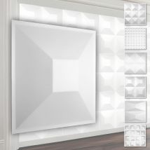 Hexim - Pannelli murali 3D in plastica pvc - rivestimento murale bianco con ottica 3D - motivi piramidali: 2 mq 8 pannelli, HD024