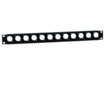 Pannello cieco a U 19" 1U 12 connettori foro flangiato – Colore: nero – Altezza: 1U – Spessore: 1,5 mm
