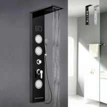 Arati Bath&shower - Pannello colonna doccia in acciaio con miscelatore cascata idromassaggio display led Abano Colore: Nero