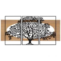 Decorazione Parete Albero Ferro e Legno Set 3 Pezzi cm 176X2X90 - tree