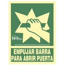 Pannello di valutazione 'empujar barra para abrir puerta' classe b (pvc 0.7mm) 22.4x30cm
