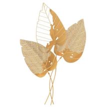 Mauroferretti - Pannello Decorativo Foglie Autunnali In Ferro Color Oro Per Decorazioni Ambienti