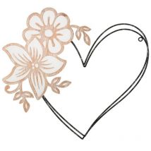 Mauroferretti - Decorazione Parete Ferro e Legno Cuore cm 50X2X45 - heart