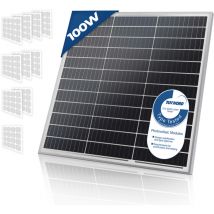 Pannello Solare Monocristallino - Fotovoltaico, Silicio, 100 w, per Batterie da 12V, Set di 4 - Modulo Solare per Giardino, Tetto, Caricabatteria per