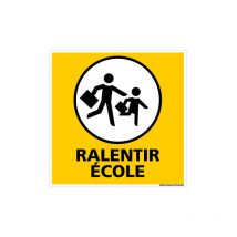 Pannneau de signalisation ralentir ecole (L0611) - Adhésif - 125 x 125 mm