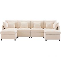 Modernes Sofa Aus Chenille-stoff Mit Abnehmbarem Fußhocker, L-förmiges Ecksofa, U-förmiges Sofa, Modulares Sofa, Geeignet Für Zuhause, Wohnzimmer, 