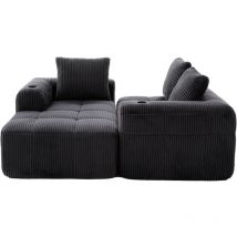 Kompakt-sofa Aus Cord – Weich, Modular & Alltagstauglich Mit Seitentasche Und Getränkehalter. Hochwertiger Komfort Für Langes Sitzen, Inkl. 3kissen. 