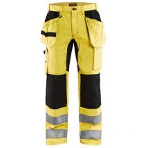 Pantalon de travail haute visibilité stretch artisan 1552 - Jaune fluo/Noir XL - FR(48) - SE(C54) - Courtes