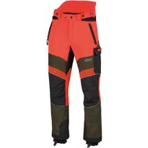 Pantalon de protection anti-coupures X-treme Breeze de PSS rouge fluo/vert, taille EU 58 / FR 52