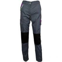 Pantalon de Travail Femme Gris et Violet - Fashion Sécurité - Résistant, Confortable et Tendance - Bricolage et Jardinage - 46