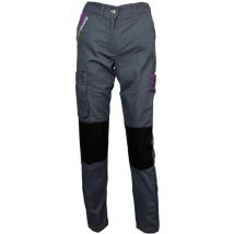 Pantalon de Travail Femme Gris et Violet - Fashion Sécurité - Résistant, Confortable et Tendance - Bricolage et Jardinage - 48