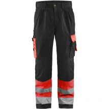 Pantalon de travail haute visibilité artisan 1584 - Rouge fluo/Noir 2XL - FR(52) - SE(C58) - Standards