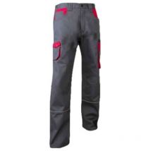 Pantalon Lin Multipoches - Bicolor Gris/Rouge - Taille 40