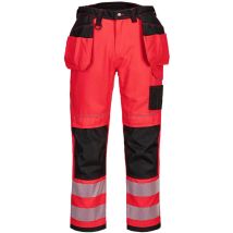 Pantalon hv PW3 poches flottantes - 36 - Rouge/noir Portwest