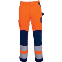 Pantalon de jardinage Watex – Taille 50 – Orange fluo/Bleu – 52% polyester, 48% coton – Norme EN ISO 20471, classe 2
