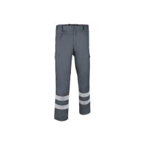 Pantalón multibolsillos con pinzas retroreflectantes Valento Drill s Gris cemento
