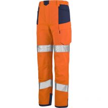Lafont Schülerhose PI ORANGE FLUO / MARINEBLAU XS (36-38) – Reißverschluss – Reflektierende Streifen – Knietaschen
