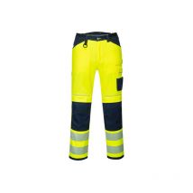 Portwest - Pantalones de trabajo de alta visibilidad PW3 de tiro bajo con cinta reflectante PW340 40 pulgadas Amarillo/Marino