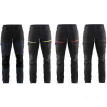 Blaklader - Pantalones de trabajo para mujeres 7166 Service Stretch - xs - Negro /Rojo