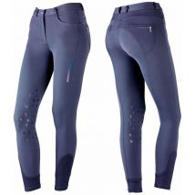Tattini - Pantaloni da equitazione perdonna modello Amaranto in tessuto tecnico micronylon con toppe al ginocchio in silicone: 40, blu /rosse (09)
