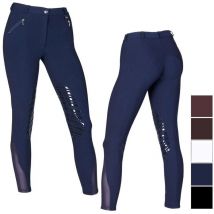 Winner - Pantaloni equitazione da donna in cotone e microfibra con grip: 38 it, BLu