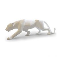 Panthère Sculpture Moderne Léopard Statue Géométrique Animaux Résine Ornements Decoration Salon pour Maison Chambre Bibliothèque