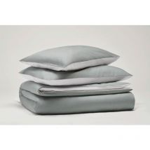 Pantone - Parure Copripiumino Singolo 155x200 cm, 100% Cotone Percalle 200 Fili - 1 piazza, Double-face, Grigio/Bianco