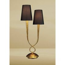 Paola Table Lamp 2 E14 Bulbs, painted gold with black lampshades
