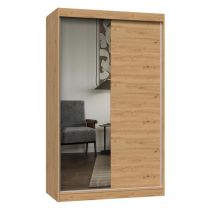 Hucoco - paolo - Armadio 2 ante scorrevoli - 1 specchio - l. 120 cm - Cabina armadio 2 ante