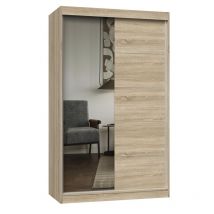 Hucoco - paolo - Armario con 2 puertas correderas - 1 espejo - Ancho 120 cm - Vestidor con 2 puertas