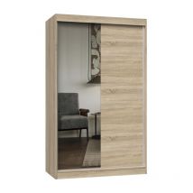 Hucoco - paolo - Armario con 2 puertas correderas - 1 espejo - l. 120 cm - Dormitorio vestidor con 2 puertas