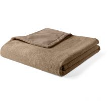 Paolo - plaid - 200x140 cm - en velours texturé et velours - taupe